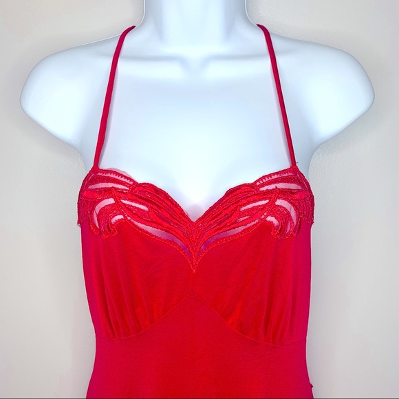 Vintage Miss Elaine Red Long Nightgown Size Medium - Picture 4 of 10